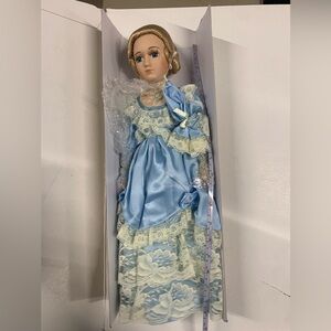 Porcelain Vintage-Style Blue Lace Doll
